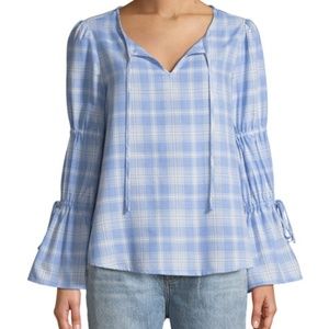 Sanctuary Small Flora Plaid Ruffle Sleeve Blouse